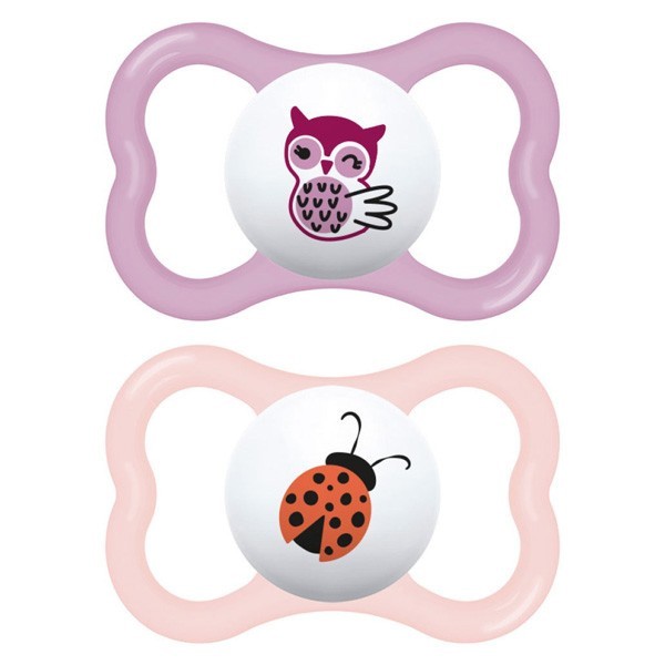 MAM Perfect Ciucci Silicone +6m Civetta Coccinella Lotto di 2