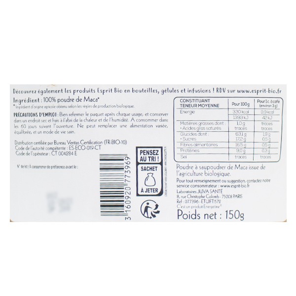 Esprit Bio Maca Vitalità Polvere 150g