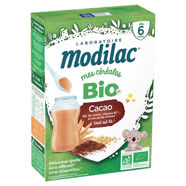 Modilac Mes Céréales Bio Cacao Dai 6 mesi 250g