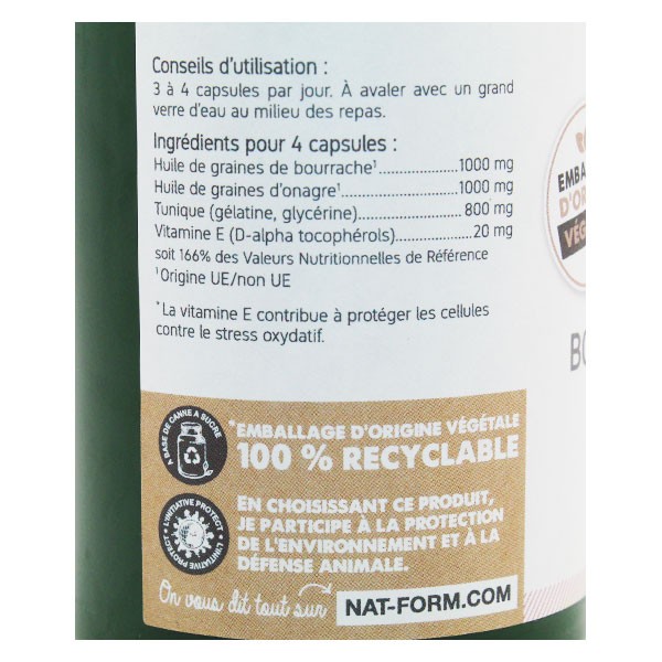 Nat & Form Naturellement Olio di Borragine di Primmula + Vitamina E Integratore Alimentare 200 capsule