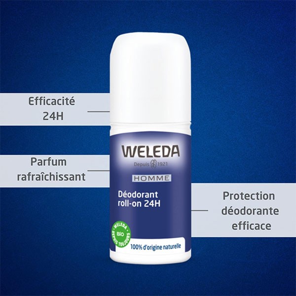 Weleda Deodorante Uomo 24h Roll-on Lotto di 2 x 50ml, Sanareva