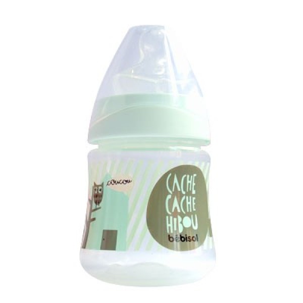 Bebisol bottiglia collare Anti-Colique Silicone 0-6 mese Gufo verde 150ml