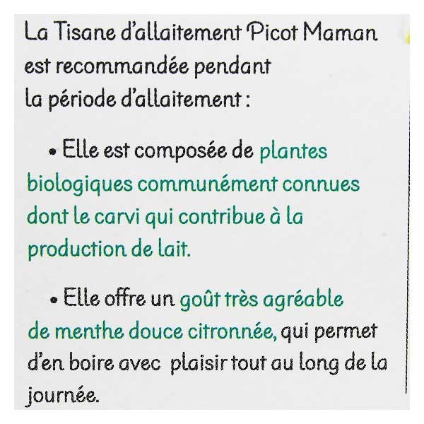 Picot Maman Tisana d'Allattamento Menta Dolce Gusto Limone Bio 20 bustine, Sanareva